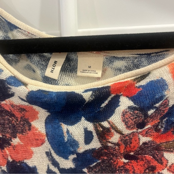 Moth Anthropologie Floral Poncho Linen Blend Top Size Medium - Picture 4 of 5